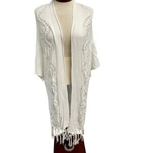 Chicos Size 1 Crochet Duster Open Long Cardigan Womens Size Large